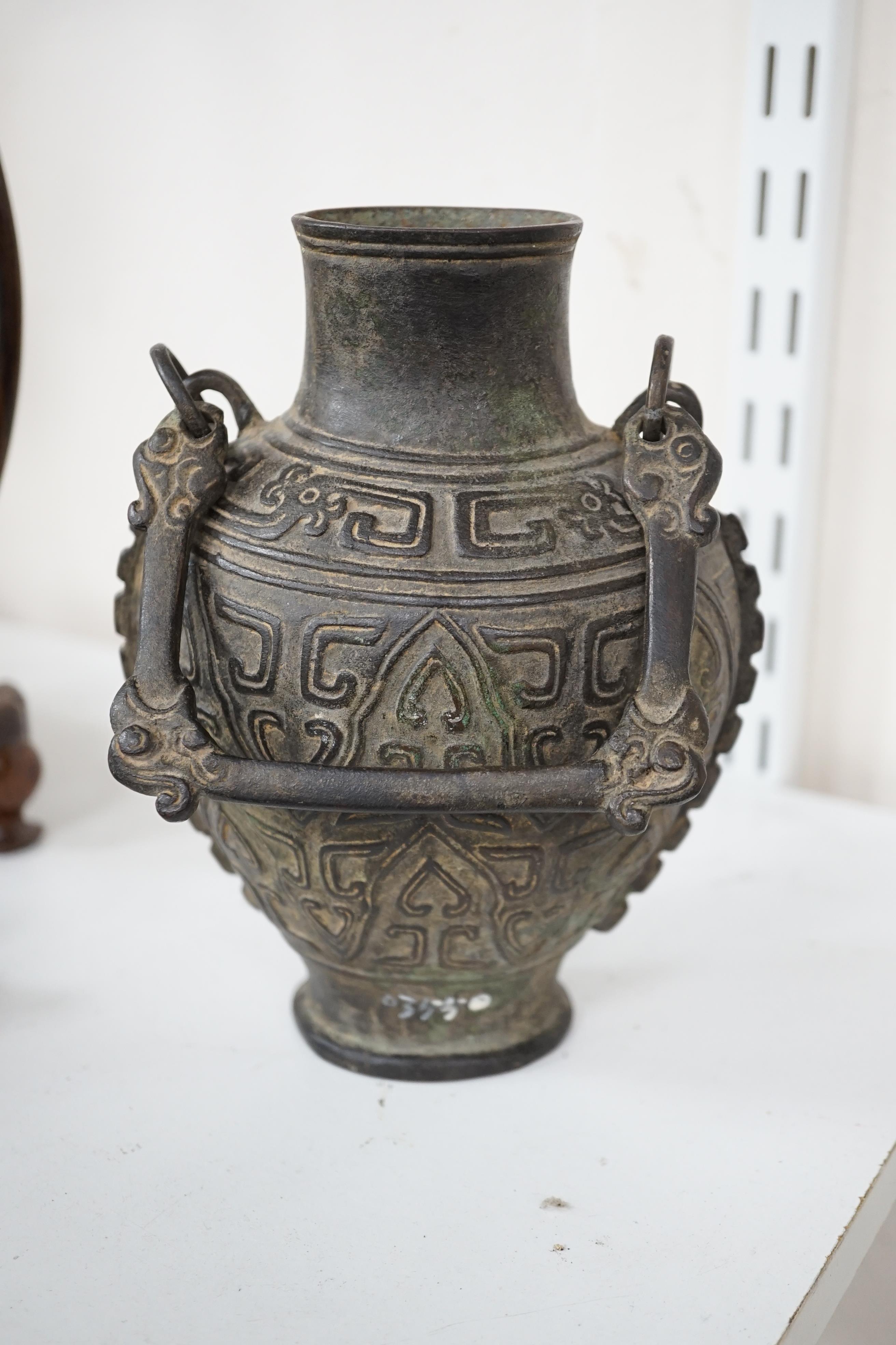 A Chinese archaistic bronze hanging vessel, hu, 17th/18th century